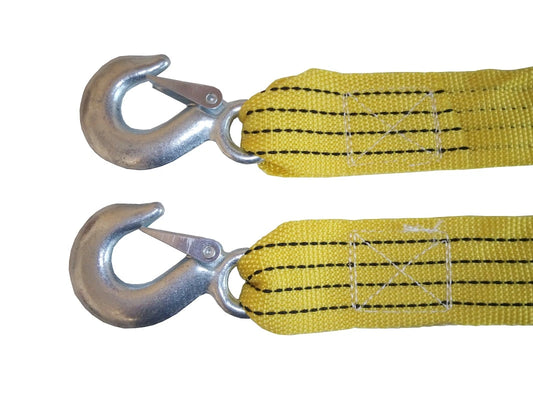 Abschleppseil 5000 kg aus Nylon mit zwei Haken, 4 m lang, universell für Pkw und SUV.