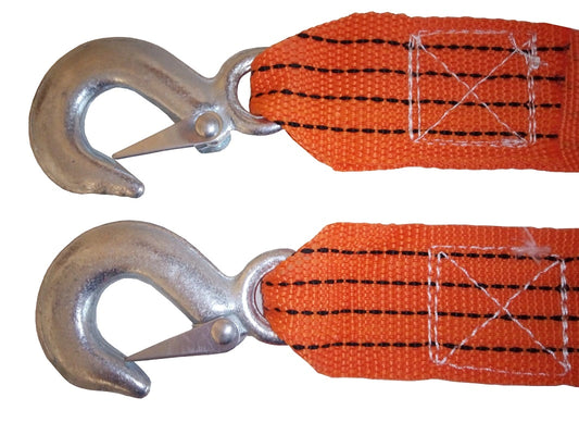 4 m Abschleppseil 5000 kg, hochbelastbares Polyamidfaserseil mit zwei Haken für Autoabschleppung.