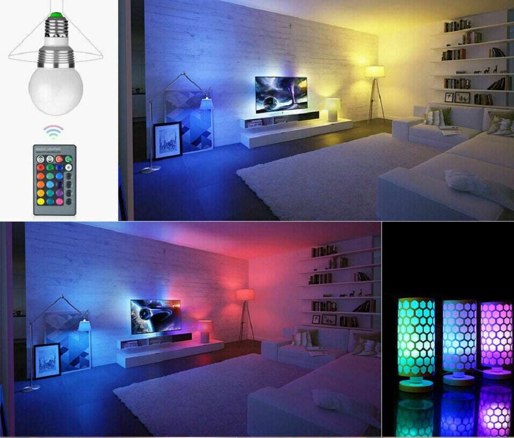 2er Set LED Glühbirne E27 RGB Farbwechsel mit Fernbedienung