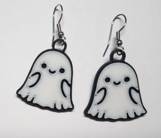 Geister Ohrringe aus PLA und Chirurgenstahl - leichter Schmuck für Halloween Party und Cosplay
