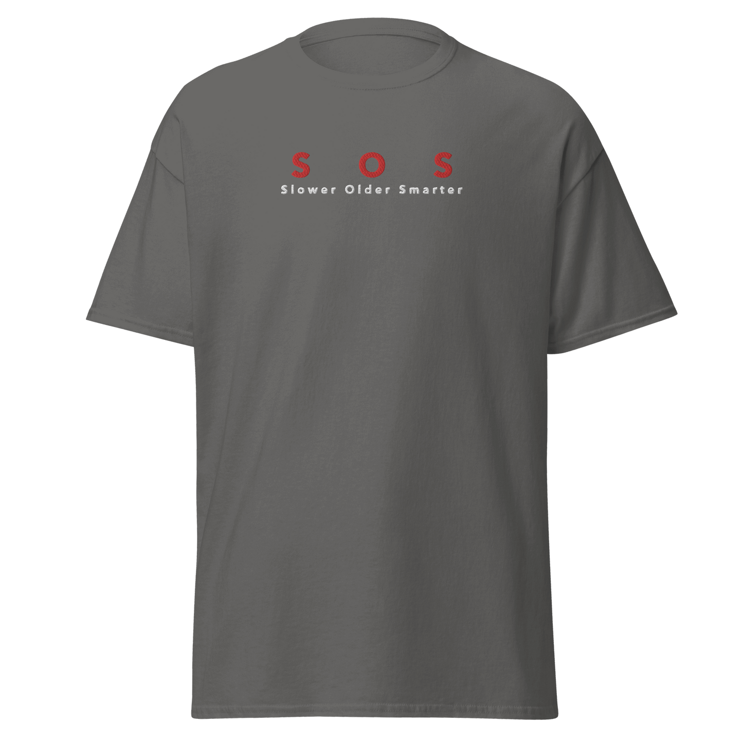 Unisex T-Shirt mit Spruch S O S Slower Older Smarter
