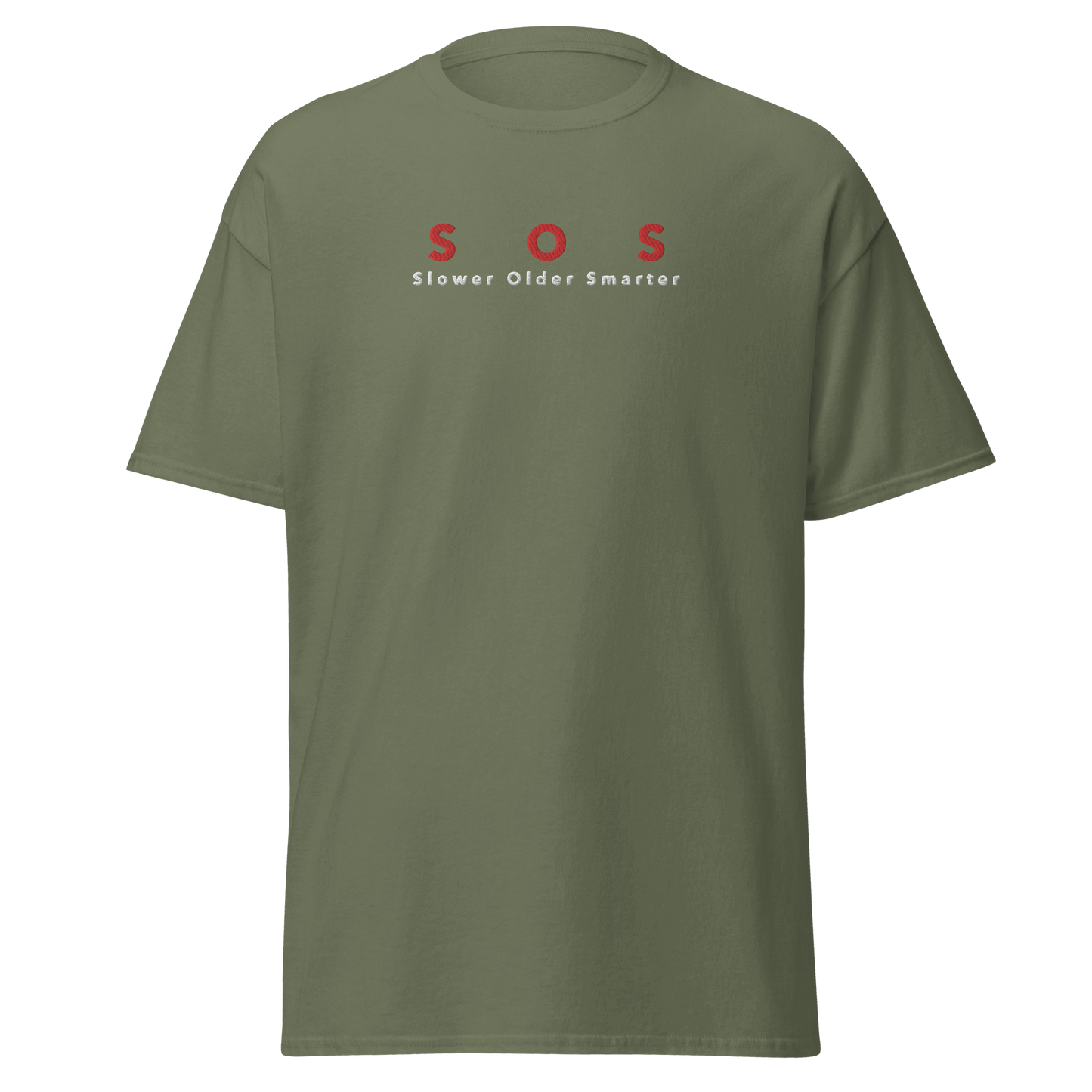 Unisex T-Shirt mit Spruch S O S Slower Older Smarter