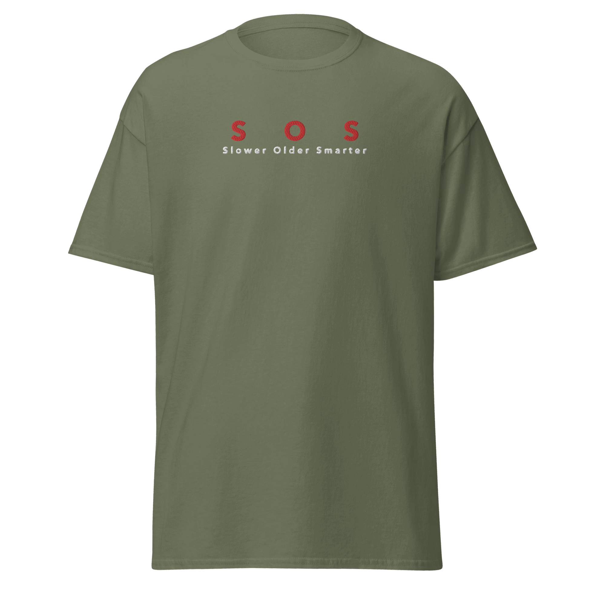 Unisex T-Shirt mit Spruch S O S Slower Older Smarter