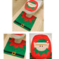 Elf (Weihnachtself) Motiv: Toilettenbezug mit Zipfelmütze und Teppich als Gürtel/Beine in Rot-Grün.