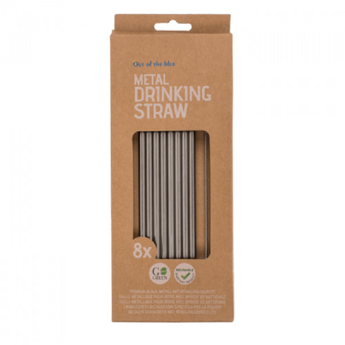 Robustes 8-teiliges Set Edelstahl-Strohhalme inklusive Pinsel, zur Vermeidung von Plastikmüll und für nachhaltigen Genuss.