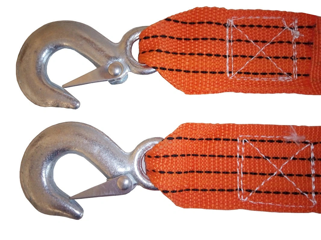 4 m Abschleppseil 5000 kg, hochbelastbares Polyamidfaserseil mit zwei Haken für Autoabschleppung.