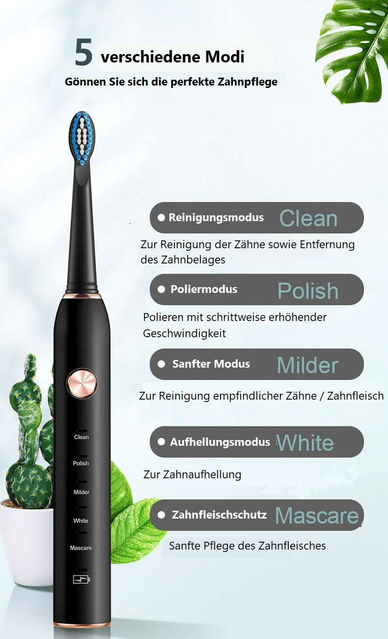 Schallzahnbürste XM-801 mit 4 Zahnbürstenköpfen