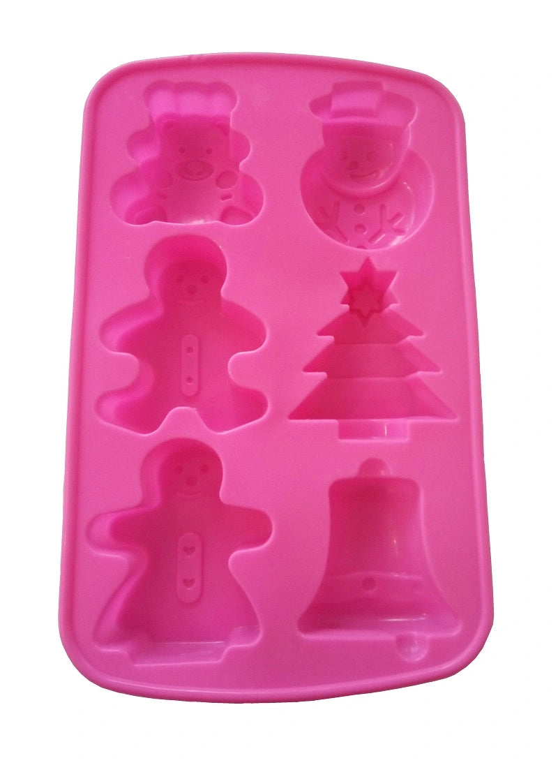 Hochwertige 6-fach Silikon-Giessform für Weihnachten, ideal für Schokolade, Kuchen und DIY-Projekte.