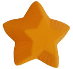 Oranger Silikonstern, der die Tiefen von 3 cm und die Eignung für gefrorene Süssigkeiten hervorhebt.