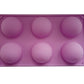 Violette Silikonform 6 Halbkugeln (7 cm Durchmesser, 3 cm hoch) für Desserts und Schokobomben.