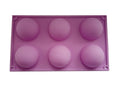 Violette Silikonform 6 Halbkugeln (7 cm Durchmesser, 3 cm hoch) für Desserts und Schokobomben.