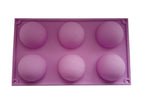 Violette Silikonform 6 Halbkugeln (7 cm Durchmesser, 3 cm hoch) für Desserts und Schokobomben.