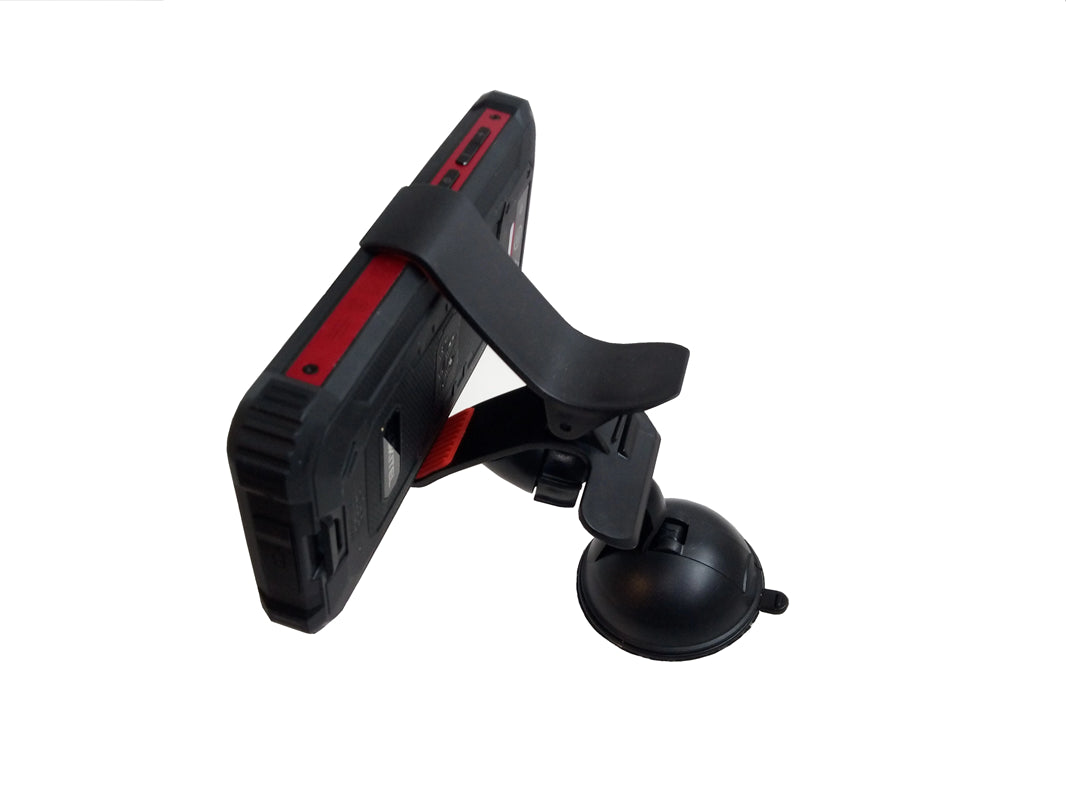 Robuster Universal Handyhalter mit Silikonbeschichtung, starker Saugfuss für Windschutzscheibe, kompatibel mit Smartphones und Navigationsgeräten bis 9 cm Breite.