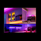 60-LED RGB Lichtband erzeugt bunte Effekte hinter Möbeln