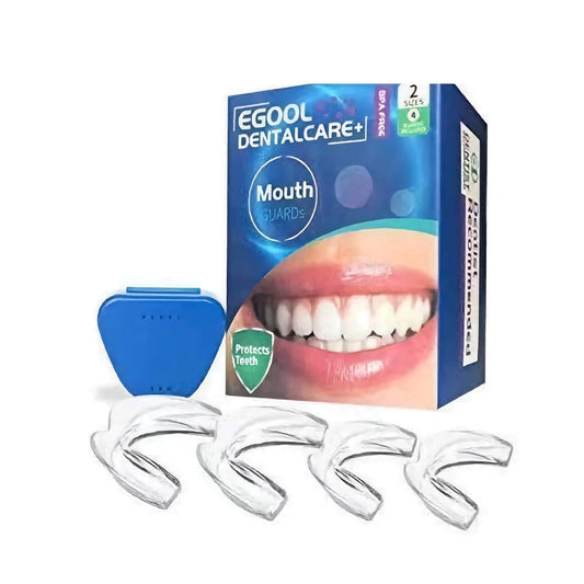 4er Set Zahnschienen transparent mit blauer Aufbewahrungsbox - Mundschutz für Zähneknirschen und Sport - EXA Store Schweiz