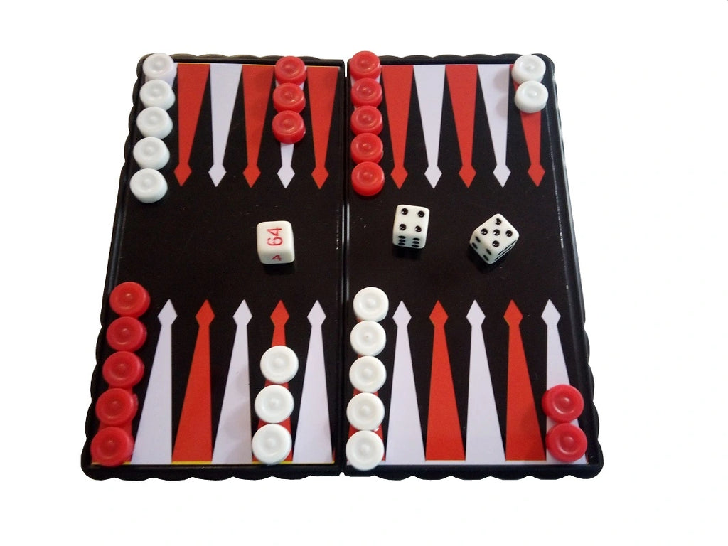 Klassisches Reise-Backgammon - leichtes, handliches Brettspiel im Beutel