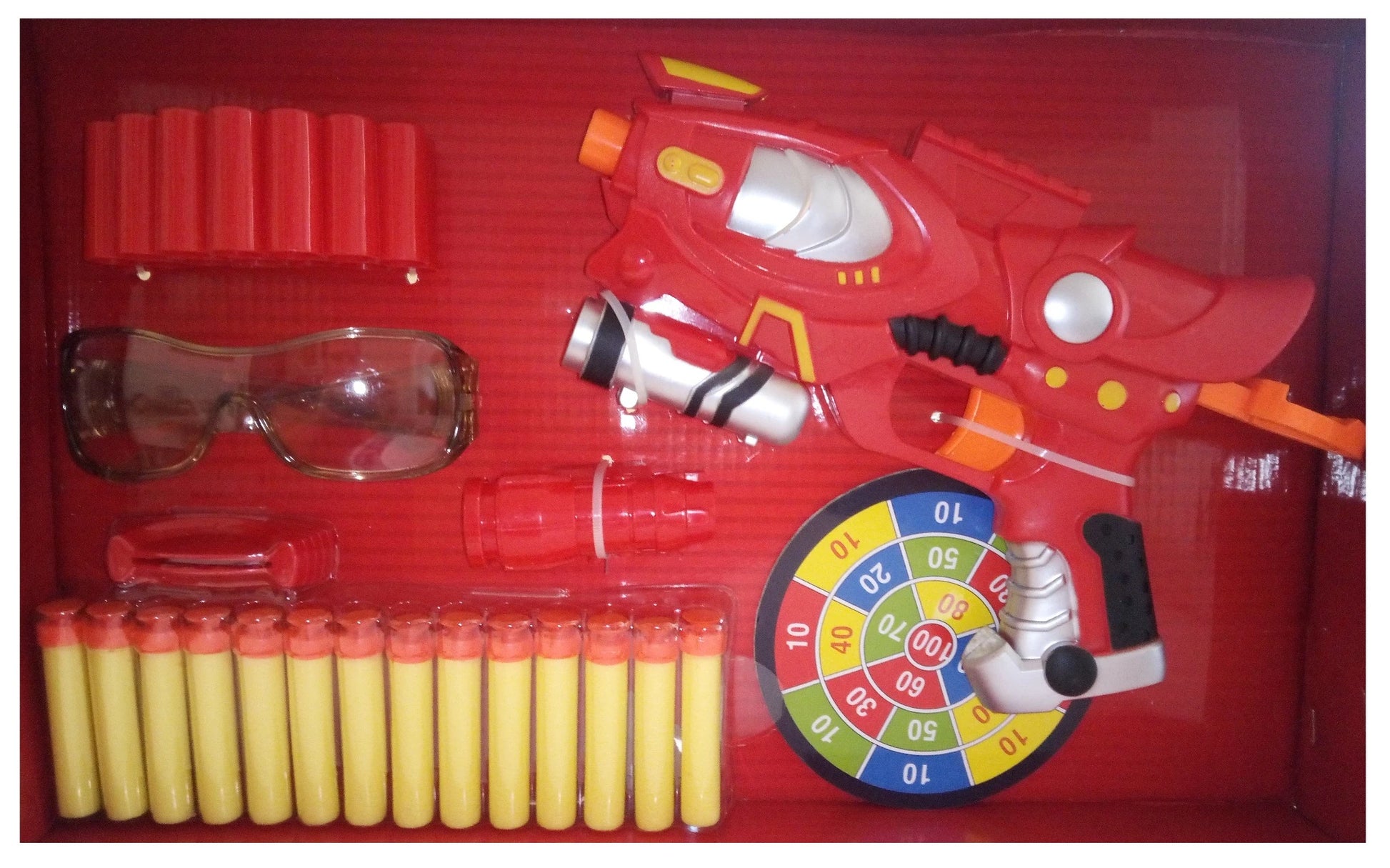 Target set with toy gun for children.