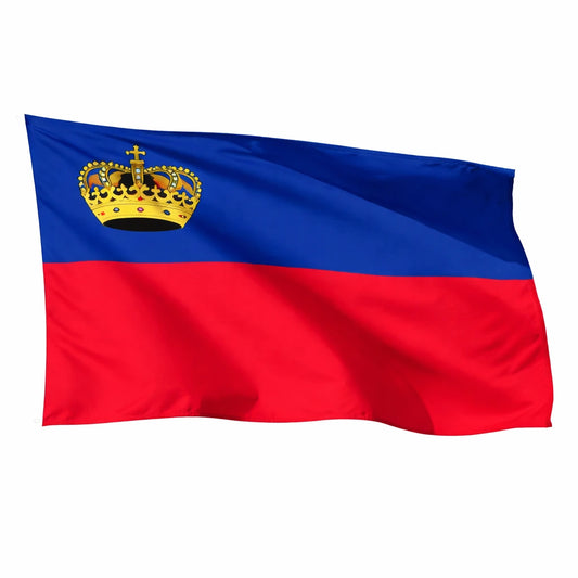 Liechtenstein Flagge 150x90 cm mit Krone - blau rot Nationalfahne - wetterfeste Outdoor Fahne.