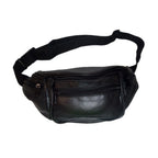 Echtleder Bauchtasche schwarz mit 6 Fächern - kompakt und praktisch
