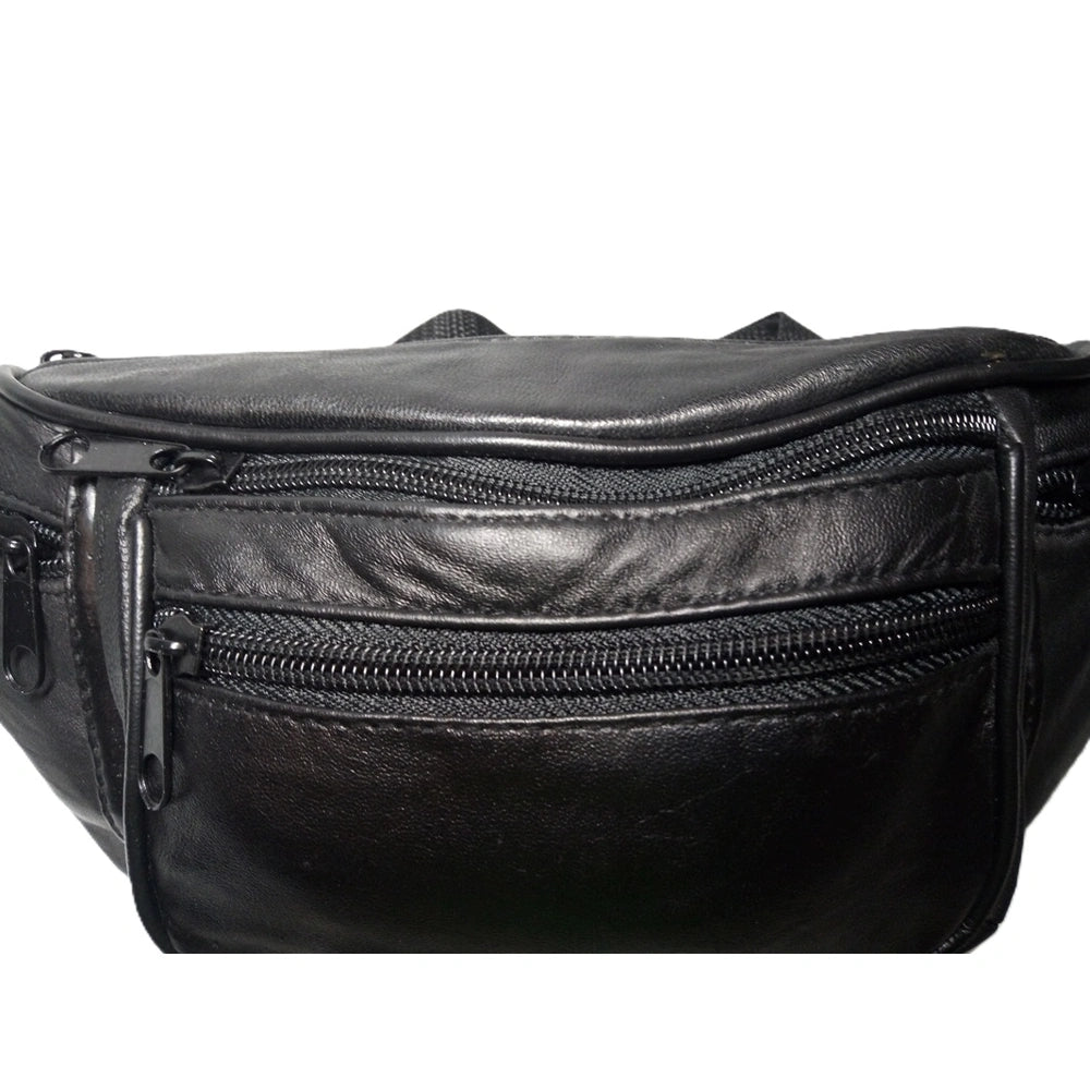 Leder Bauchtasche schwarz für Herren oder Damen - robust und vielseitig einsetzbar