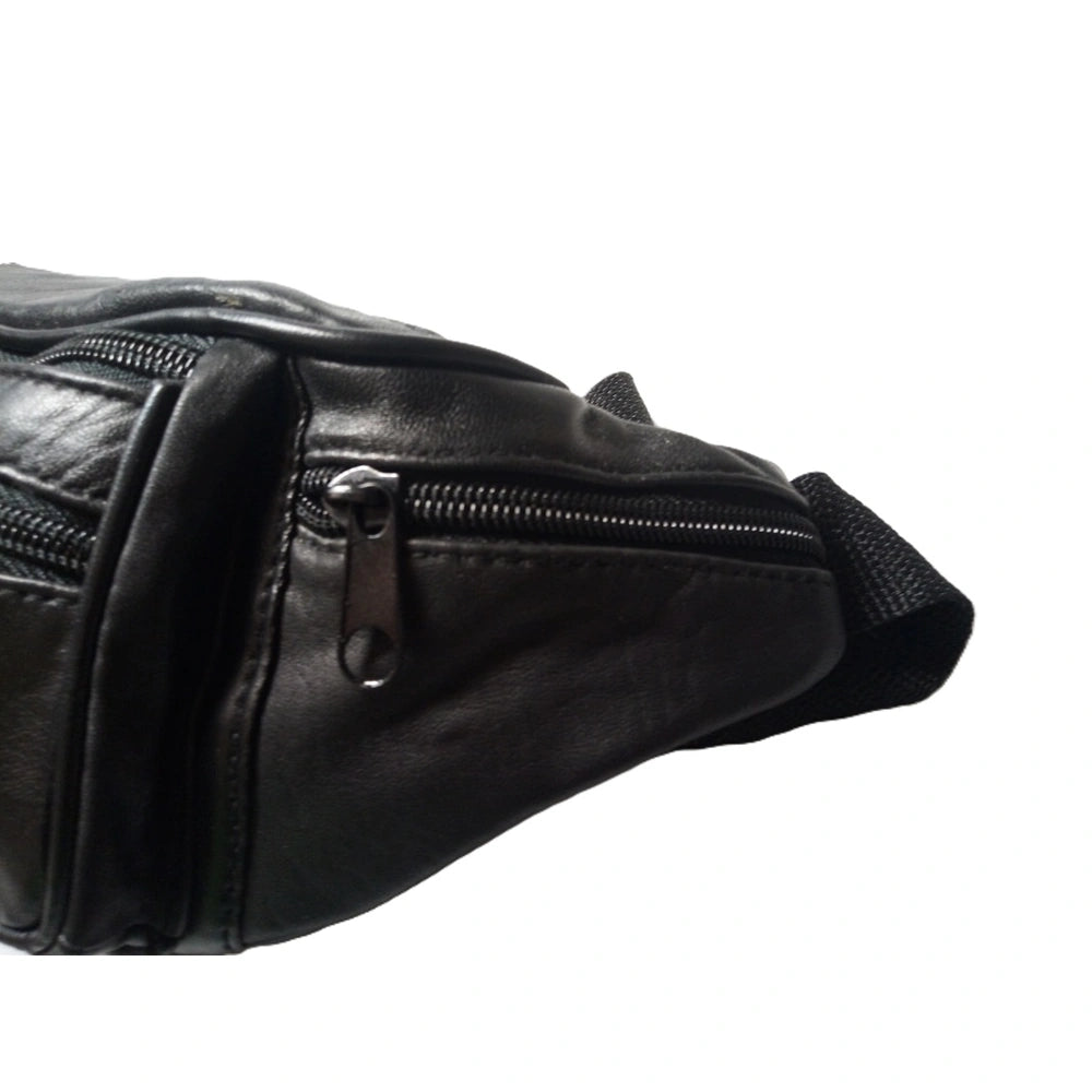 Echtleder Bauchtasche schwarz - ideal für Reisen, Festival und Alltag