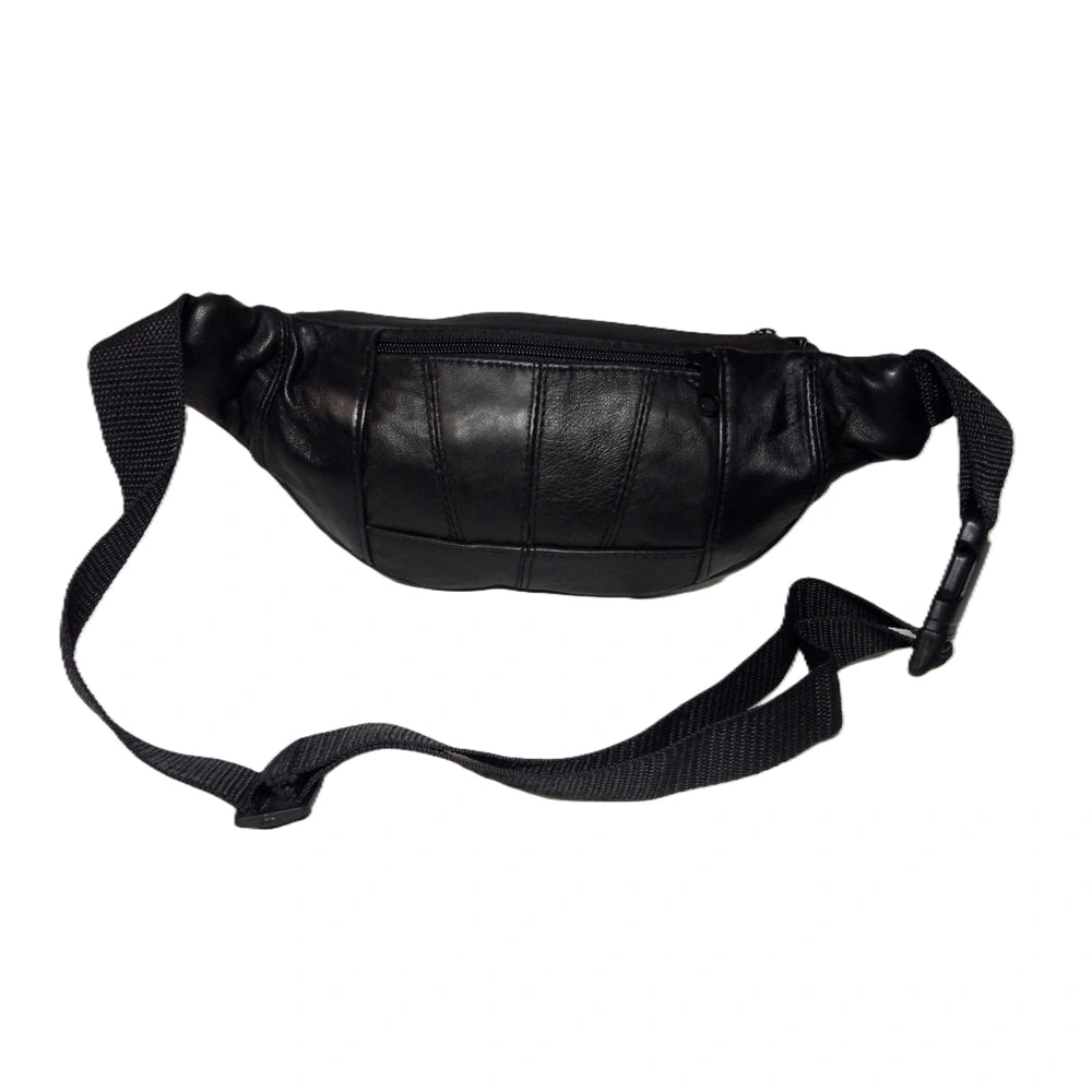 Bauchtasche Leder schwarz mit 6 Fächern - übersichtlich und funktional