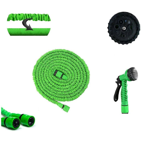 Flexible Magic Hose mit Sprühaufsatz für die Gartenbewässerung.