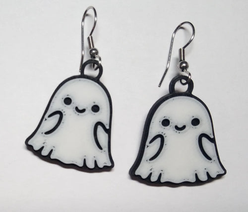 Geister Ohrringe aus PLA und Chirurgenstahl - leichter Schmuck für Halloween Party und Cosplay