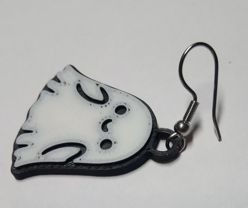 Halloween Schmuck in Schwarz-Weiss - Kette mit Gespenst Anhänger und passenden Ohrringen