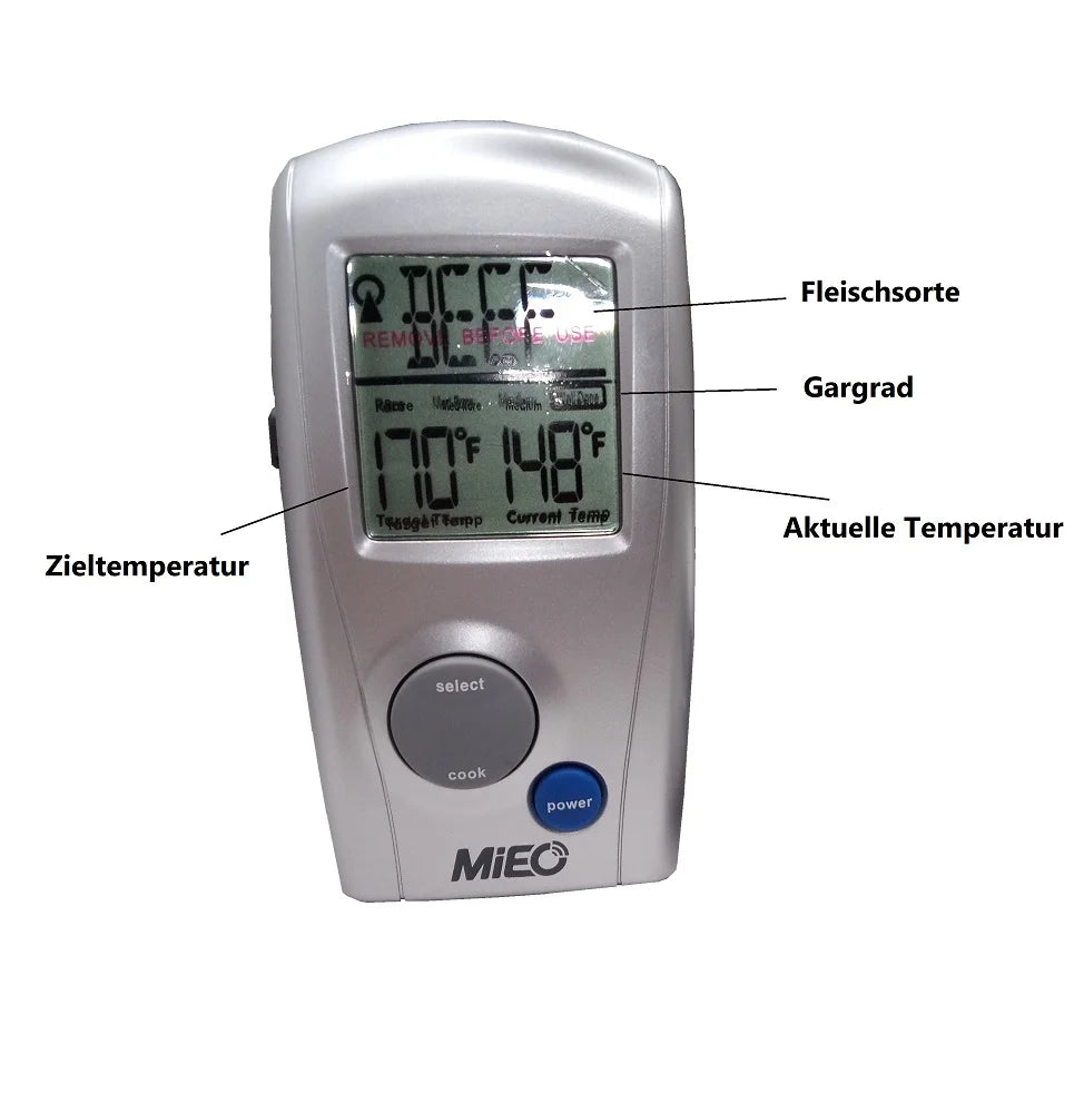 Grillthermometer prüft Garstufe des Grillgutes