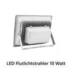 Kleiner LED Fluter 10 W aus Aluminium und gehärtetem Glas - wetterfest und energieeffizient.