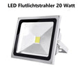 LED Flutlichtstrahler 20 Watt in Silber - wetterfeste Aussenleuchte mit IP65 Schutz, helles Tageslichtweiss.