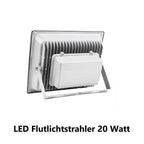 Wasserdichter LED Fluter aus Aluminium und gehärtetem Glas - energieeffiziente Aussenbeleuchtung 20W.