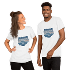 Maglietta unisex con la scritta «Ziit isch am wertvollschtä, wämmer si net hät.» (Il tempo è più prezioso quando non lo abbiamo) in bianco.