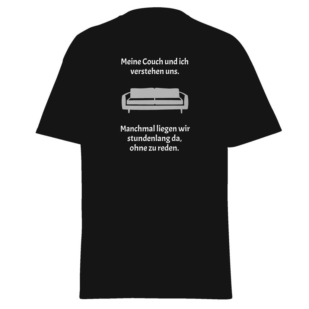 Maglietta unisex con la scritta "Il mio divano e io"