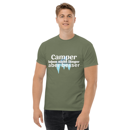 Unisex T-Shirt mit Spruch "Camper leben nicht länger"