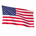 USA Fahne 150 x 90 cm - Stars and Stripes auf weissem Hintergrund, wehend.
