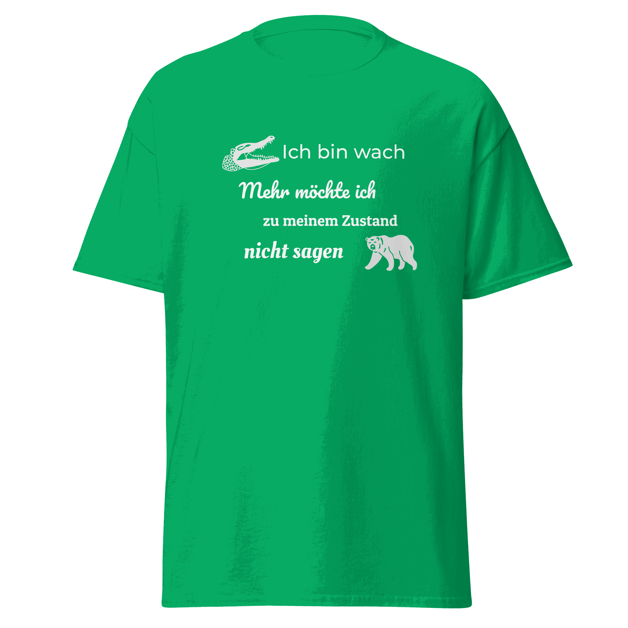 Maglietta unisex con la scritta "Ich bin wach" (Sono sveglio)