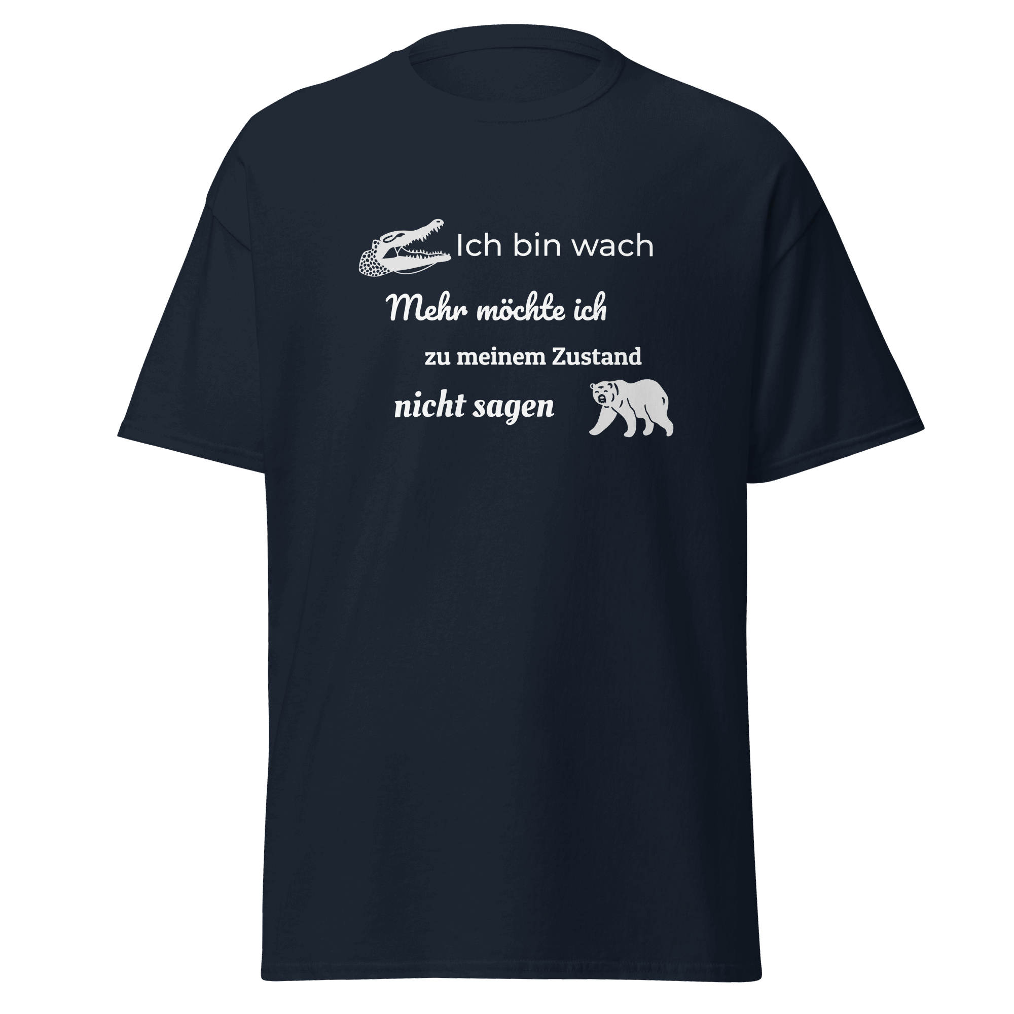 Maglietta unisex con la scritta "Ich bin wach" (Sono sveglio)