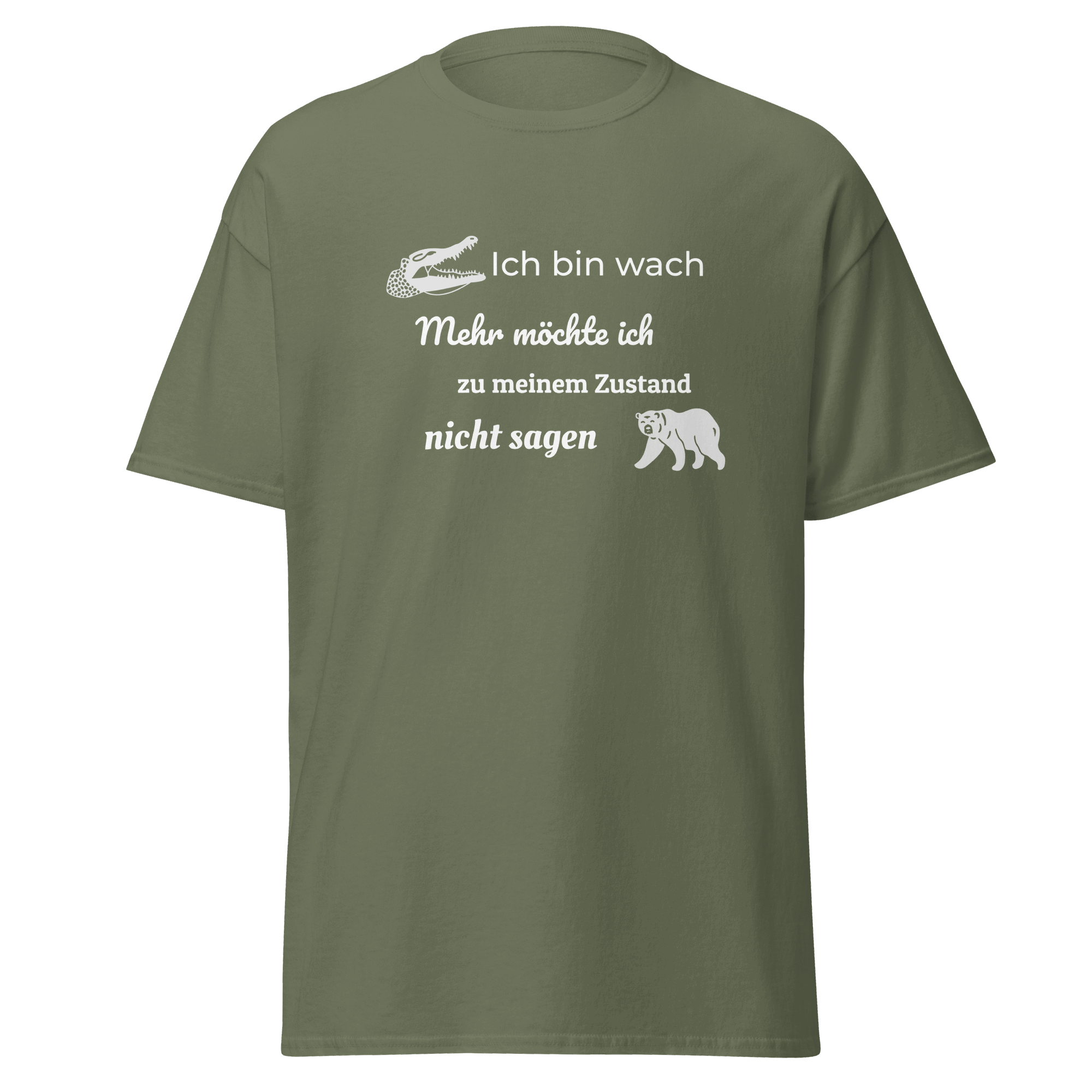 Maglietta unisex con la scritta "Ich bin wach" (Sono sveglio)