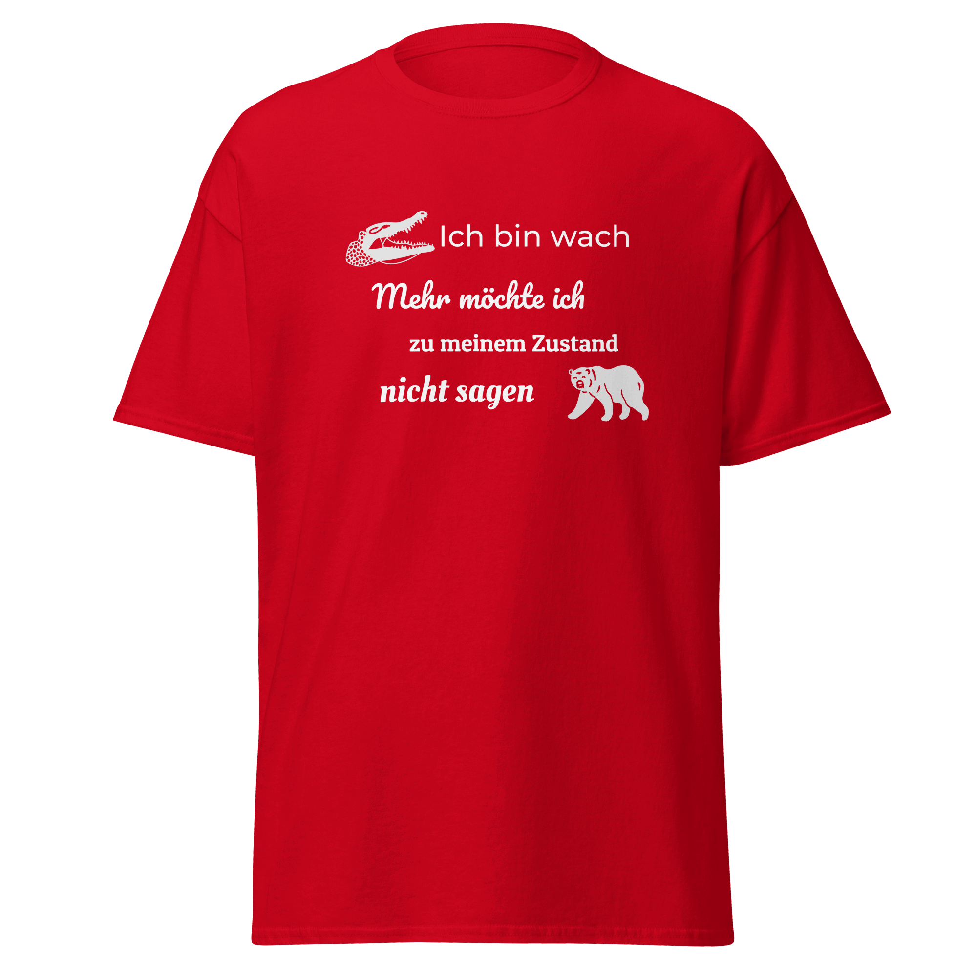 Maglietta unisex con la scritta "Ich bin wach" (Sono sveglio)