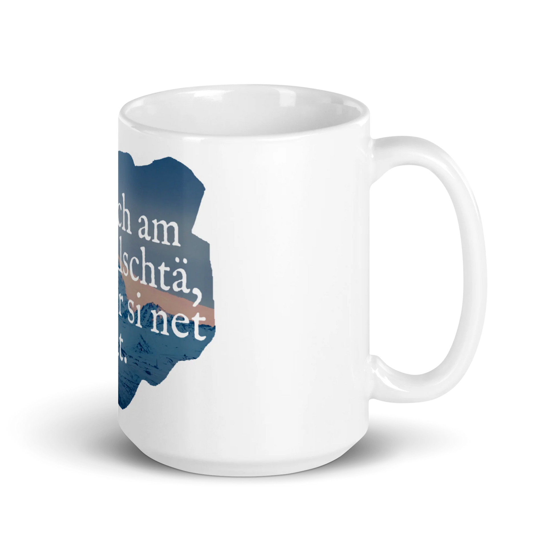 Kaffeetasse mit inspirierendem Spruch für bewusste Pausen.
