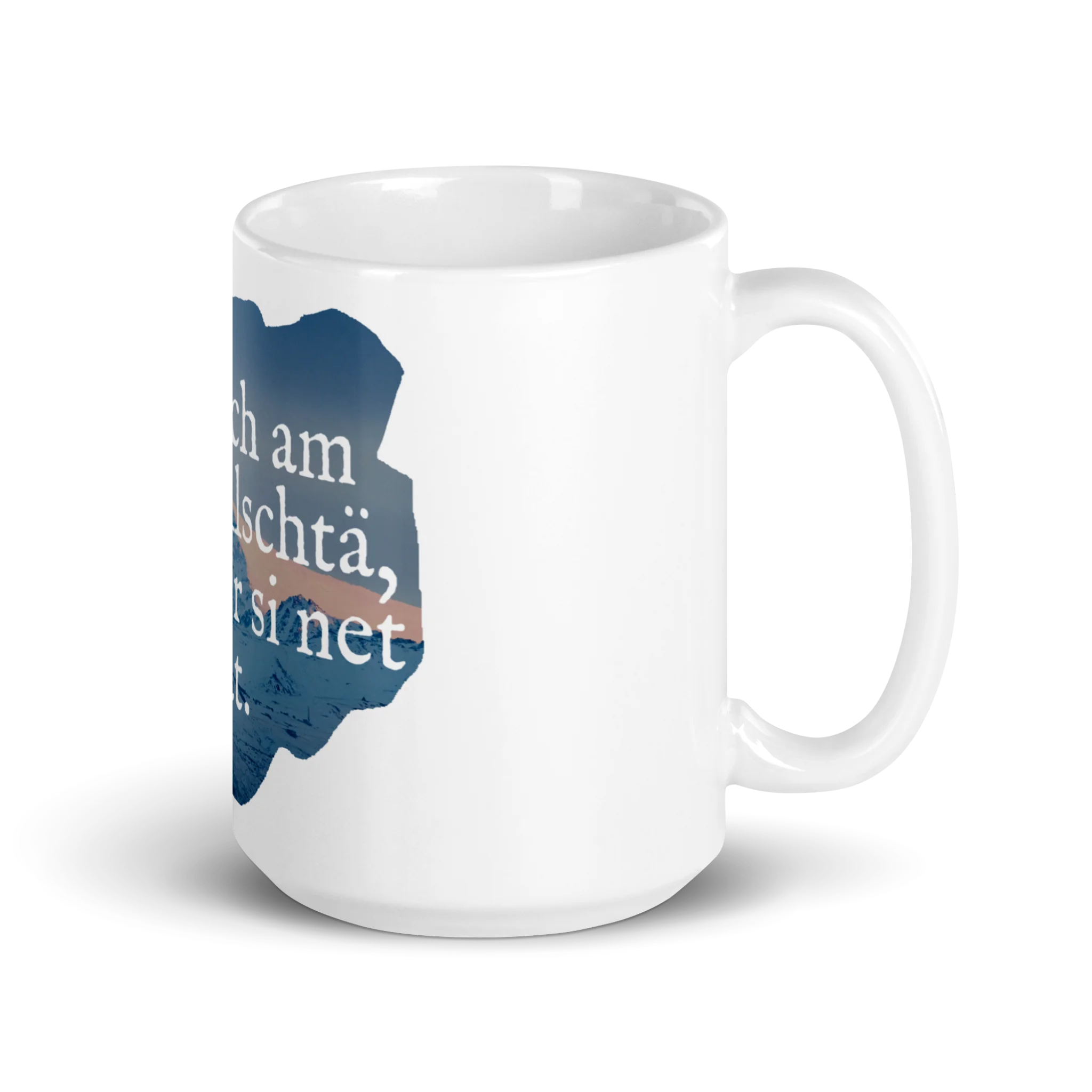 Kaffeetasse mit inspirierendem Spruch für bewusste Pausen.